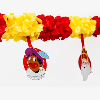 Ghirlandă Sinterklaas și Piet cu pandantive - 4 m (6 buc.)