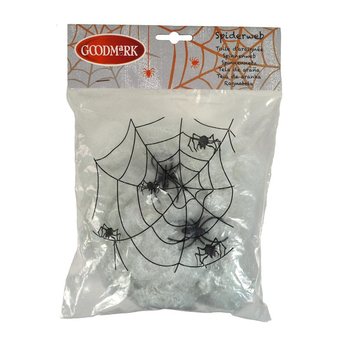 Pânză de Păianjen Decorativă Halloween cu 2 Păianjeni (4 buc.)