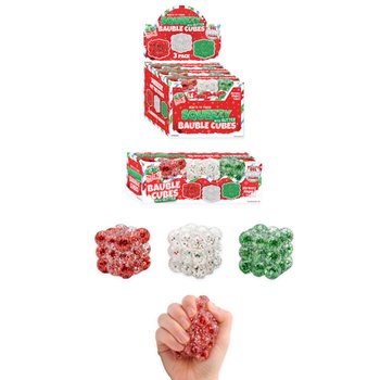 Set Cuburi Antistres Squeezy Glitter Bauble - 3 buc - Umplutură tip zahăr - Display (6 seturi)