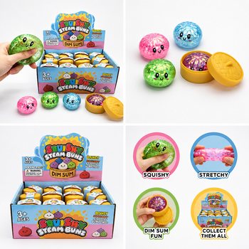 RAGE - Jucărie Squishy Găluște cu Sclipici MICI (5.5 x 5.5 x 3 cm) - Viral 2026 Fidget Toy (24 buc.)