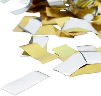 Tun de confetti sticlă de șampanie 31 cm &ndash; Argintiu auriu (4 buc.)