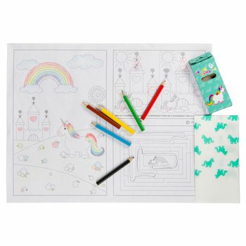 SET COMPLET HORECA UNICORN - 48x Seturi creioane colorate + 100x Planșe de colorat + 100x Șervețele (248 buc.)