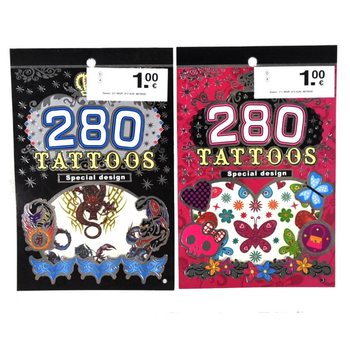 Carnete cu Tatuaje Temporare, 280 Stickere (24 buc.)