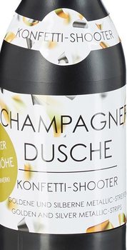 Tun de confetti sticlă de șampanie 31 cm &ndash; Argintiu auriu (4 buc.)