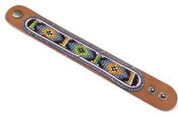 Brățară din Piele Aztec cu Strasuri Albastre (1 buc.)