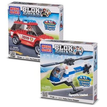 MEGA BLOKS - SUV DE PATRULĂ DE POMPIERI ȘI ELICOPTER DE POLIȚIE (2 buc.)