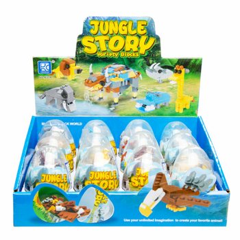 BLOCURI DE CONSTRUCȚIE &Icirc;N OU - MIX ANIMALE DIN JUNGLE (12 buc.)