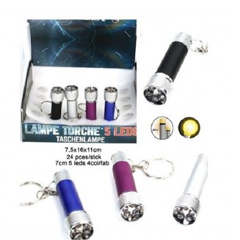 Lanternă cu 5 LED-uri și Breloc în Display (24 buc.)
