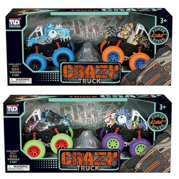 Set 2 Monstertrucks Dinozauri cu Fricțiune în Cutie de Cadou - Mix Culori