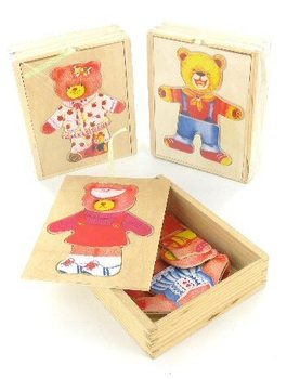 Puzzle din Lemn pentru &Icirc;mbrăcat Ursuleți (12 buc)