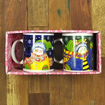 Set 2 Căni de Crăciun în Cutie de Cadou de Lux