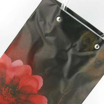 SACOȘĂ CADOU NEGRU/ROȘU CU FLOARE LARGE (12 buc.)