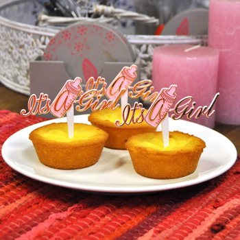 Scobitori pentru Cupcakes Naștere - It's a Girl (12 buc.)