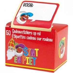 50 STICKERE CADOU SINTERKLAAS PE ROLĂ (10 pachete)