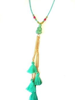 Colier Stil Ibiza Turcoaz cu Buddha (1 buc)