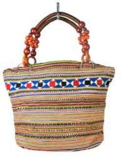 Geantă B-FAIR Beads cu toartă din mărgele maro (1 buc)