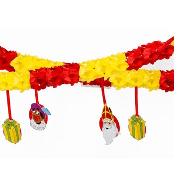 Ghirlandă Sinterklaas și Piet cu pandantive - 4 m (6 buc.)