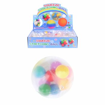 Minge antistres squishy Ø6cm cu pomponuri (Display de 12)