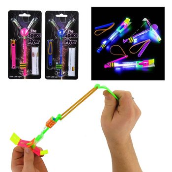 ELICOPTERE LUMINOASE CU CATAPULTĂ PE CARD (6 buc.)