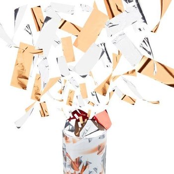 Tun de confetti &ndash; Culoare: Portocaliu/Argintiu 40 cm - lansator confetti pentru aniversări (10 buc.)
