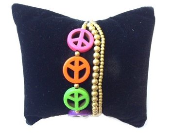 Brățară colorată în stil Ibiza cu semne peace (1 buc)
