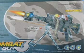 Mitralieră de jucărie Combat cu lumini și sunete - 56 cm