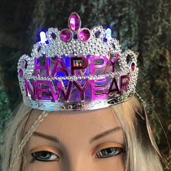 Coroană HAPPY NEW YEAR cu iluminare (10 buc.)