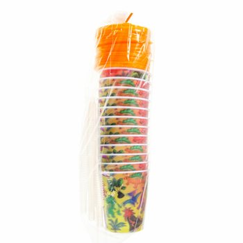 Pahar Dinozaur pentru Băuturi/&Icirc;nghețată cu Pai - 250ml (12 bucăți)