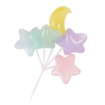TOPPER CUPCAKE - SET BALOANE STELE ȘI LUNĂ (15 buc.)