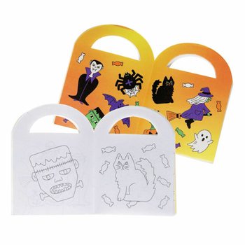 Cărți mici de colorat pentru Halloween cu autocolante (48 bucăți)