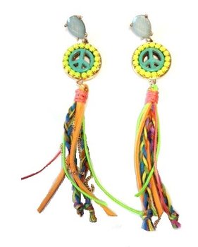 Cercei Stil Ibiza Peace Colorat (1 pereche)