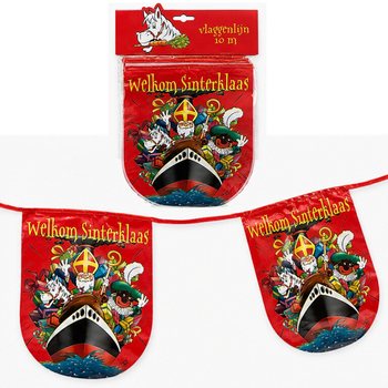 SINTERKLAAS - GHIRLANDĂ STEAGURI „WELKOM SINTERKLAAS” - LUNGIME: 10 Metri (6 buc.)