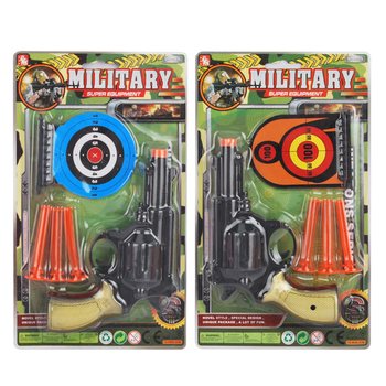 Set Pistol Militar cu 3 Ventuze și Ținte (6 bucăți)
