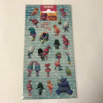 Foaie cu autocolante: TROLLS, 20 x 10 cm (10 buc.)