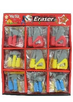 GUME DE ȘTERS ÎN FORMĂ DE UNELTE ÎN DISPLAY (36 buc.)