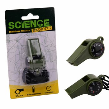 SCIENCE EXPLORER FLUIER DE SUPRAVIEȚUIRE CU COMPAS ȘI TERMOMETRU PE CARD (24 buc.)