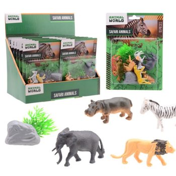 ANIMAL WORLD - SET DE JOACĂ ANIMALE SAFARI 10 PIESE PE CARD - &Icirc;N DISPLAY (12 buc.)