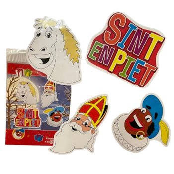 SINTERKLAAS SINT & PIET - SET DE 4 PANOURI DECORATIVE CU DOUĂ FEȚE (6 buc.)