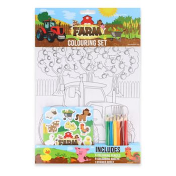 Set Mare de Colorat Ferma - Include Creioane și Autocolante (12 buc.)