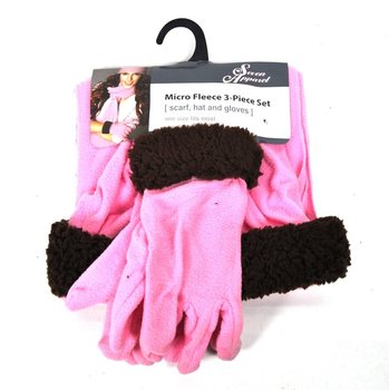 Set 3 piese din micro fleece roz