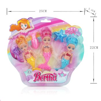 Set 3 Păpuși Sirenă pe Card (6 buc.)