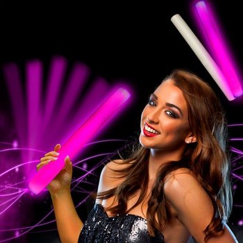 Baston LED din Spumă ROZ - Party Stick - 24 buc