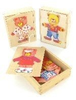 Puzzle din Lemn pentru &Icirc;mbrăcat Ursuleți (12 buc)