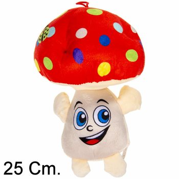 CIUPERCĂ MARE DE PLUȘ CU FAȚĂ - 25 CM - MIX CULORI (6 buc.)