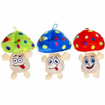 CIUPERCĂ MARE DE PLUȘ CU FAȚĂ - 25 CM - MIX CULORI (6 buc.)