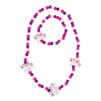 Set Colier și Brățară din Lemn cu Unicorn pentru Copii (48 buc.)