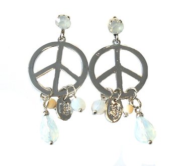 Cercei din Argint Peace cu Cristal Alb (1 buc.)
