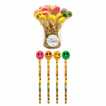 Creioane Smiley Vesele cu Radieră (24 bucăți)