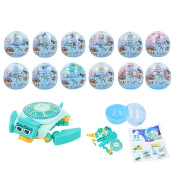 CUBURI DE CONSTRUCȚIE SEA LIFE &Icirc;N CAPSULĂ ȘI DISPLAY (12 buc.)
