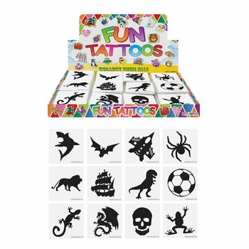 TATUAJE FUNNY - MODEL: BĂIEȚI, Fiecare pachet 12x Tatuaje ÎN DISPLAY (48 buc.)
